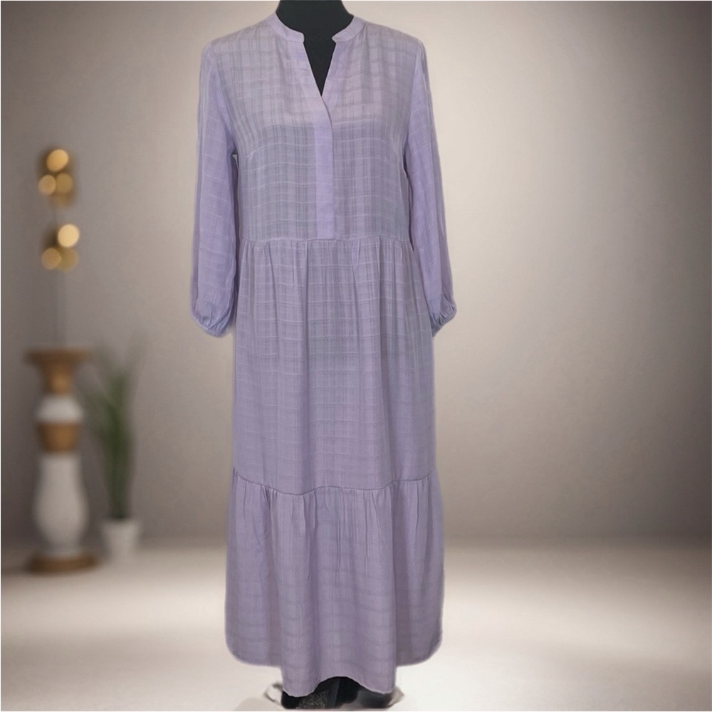 G by Giuliana Lavender Rayon Blend V-neck Bishop Sleeves Midi Dress Size XS